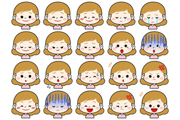かわいい女の子の表情セット多数
