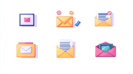 Web design and targeted advertisement flat icons set. Newsletter digital promotion. Email marketing, landing page creation, lead scoring metaphors. Vector isolated concept metaphor illustrations