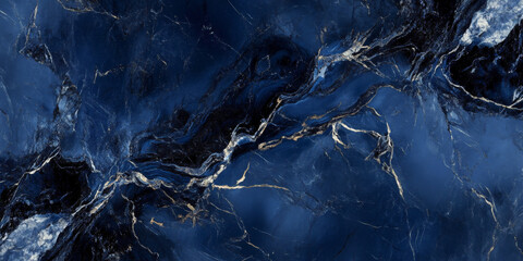 Royal navy marble background with deep blue tones and shimmering silver veins, regal sophistication.