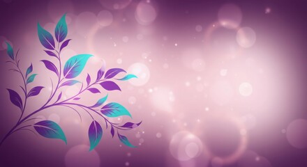 Elegant Floral Design with Bokeh Lights on Purple Background