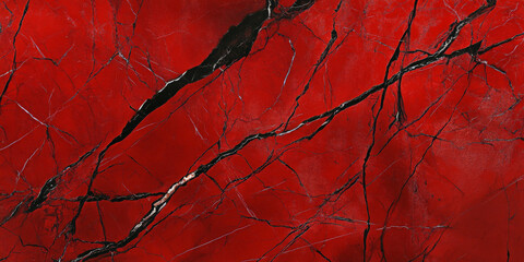 Vibrant red marble background with bold black veins, rich ruby stone texture, dramatic and eye-catching.