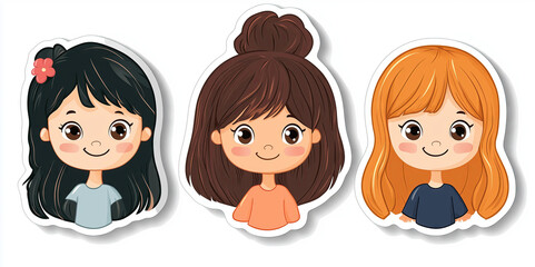 Cute girl cartoon style stickers