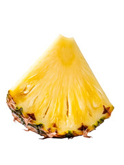 A freshly cut, juicy pineapple slice with its sweet interior visible, placed on a white surface. Transparent background


