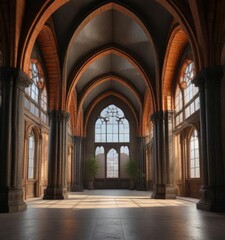 Fototapeta premium High ceiling with ribbed vaults and pointed arches, arches, pointed, ceiling