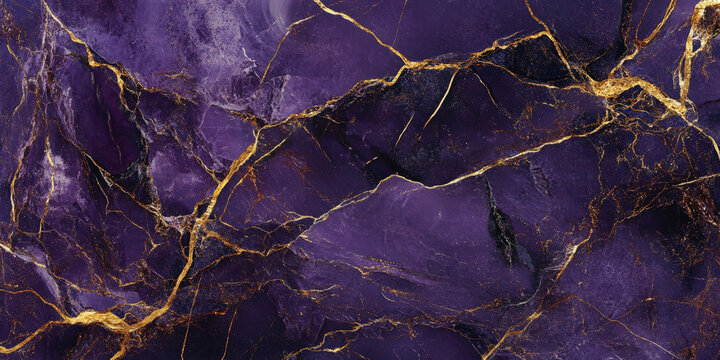 Royal purple marble background with rich violet and metallic gold veining, luxurious elegance.