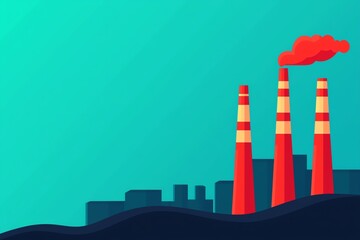 Obraz premium Industrial skyline with chimneys and smoke.