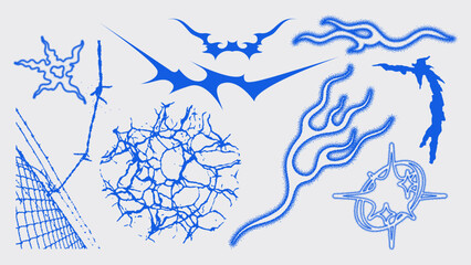 Blue abstract shapes and lines in a dynamic, graphic style. © vanzyst