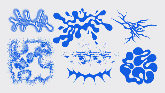 Abstract blue forms with fluid shapes and organic lines.