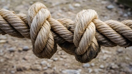 Fototapeta premium Close-up of a rope with an intricate knot, symbolizing strength and defined laws 