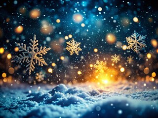 Fototapeta premium Surreal Snowfall: Black Background Overlay, Falling Snowflakes, Winter Wonderland