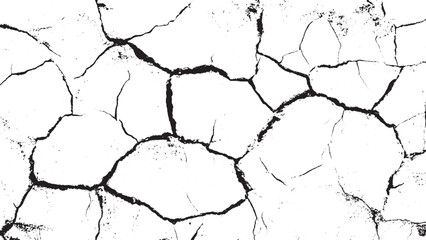 Cracked barren desert earth on transparent background Texture soil dry crack background pattern. Black grunge