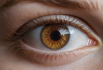 Fototapeta premium Stunning Closeup of a Brown Eye with Long Eyelashes