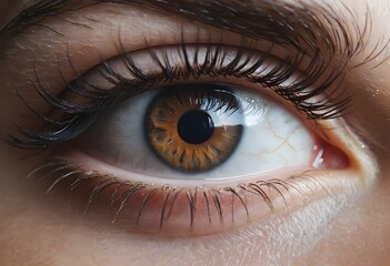 Fototapeta premium Stunning Closeup of a Hazel Eye with Long Lashes
