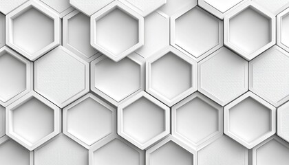 Fototapeta premium White geometric hexagonal honeycomb shape texture background 3d , isolated on white background, , copy space for text,