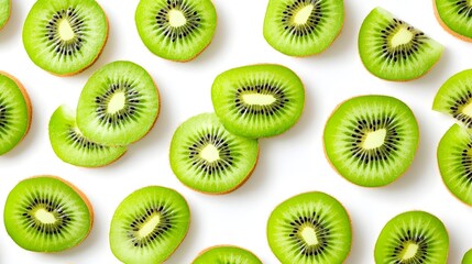 Fototapeta premium Fruit Artistry: Symmetrical Arrangement of Kiwi Slices