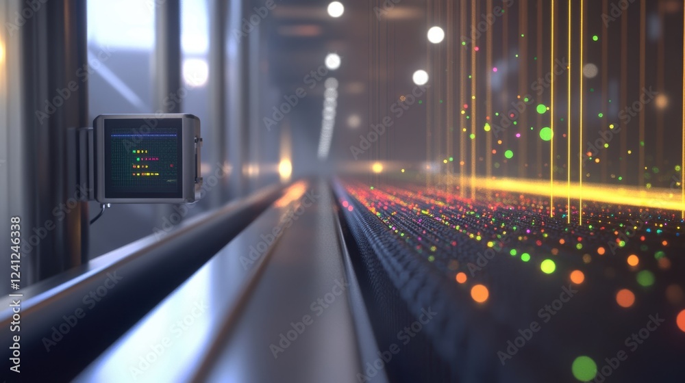 Poster data flowing on an automated production line in an innovative manufacturing process, controlled by a