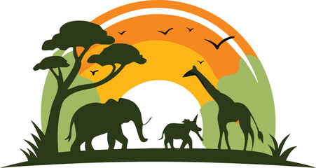 animals in the forest logo design