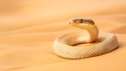 Fototapeta premium Slithering Snake Leaving Winding Trail in Desert Sand Landscape