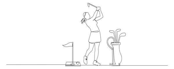 golf sport continuous line vector illustration 5
