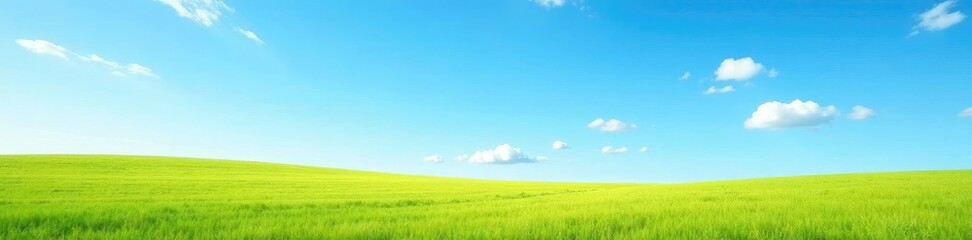 Fototapeta premium Serene morning landscape with blue sky and few wispy cirrus clouds, peaceful,