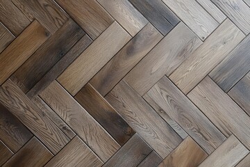 Fototapeta premium sophisticated herringbone pattern parquet wood flooring, showcasing the elegance of traditional craftsmanship, with a contemporary twist, providing a visual feast for interior design lovers