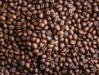 Obraz premium Coffee Beans and Textures: A Top View Photography Showcase of Coffee Art, Prints, and Wallpaper