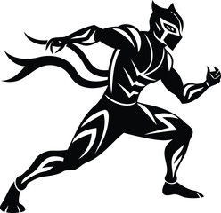 Modern Dynamic Ninja silhouette vector illustration, Paladin vector art, Dynamic Ninja isolated vector icon design, Dynamic Ninja black vector design