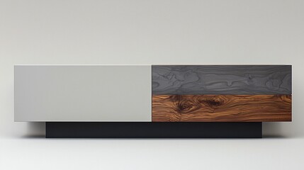 Modern wood media console, studio shot