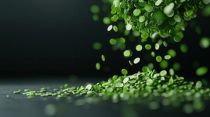 Green energy coins floating in a digital space, symbolizing financial incentives for carbon neutrality