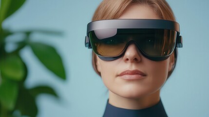 Fototapeta premium Investors using AR glasses to analyze carbon offset project performance in realtime