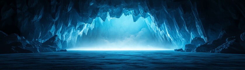 Obraz premium Serene view of an illuminated cave entrance.