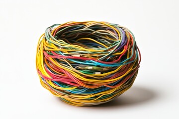 Colorful tangled wires in a circular shape