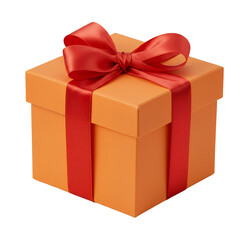 Obraz premium Orange gift box with red ribbon. Perfect birthday/holiday gift!