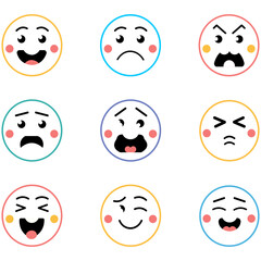 facial expressions, emoticon set isolated on transparent vector, face icon among a set of sad face emoticons. Stay positive and spread happiness concept, Halloween decoration element