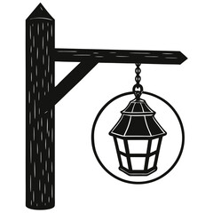 vector illustration of a post with lantern