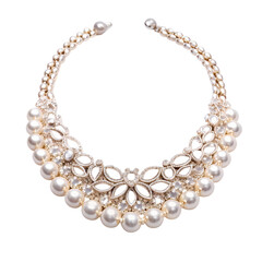 Obraz premium Elegant pearl and diamond necklace fashion jewelry accessory gold girl on transparent background