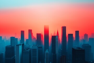 Fototapeta premium Stunning skyline at sunset with vibrant colors