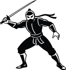 Modern Dynamic Ninja silhouette vector illustration, Paladin vector art, Dynamic Ninja isolated vector icon design, Dynamic Ninja black vector design