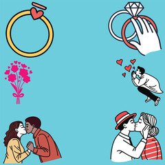 Love bundle  icons set silhouette vector art and illustrator 