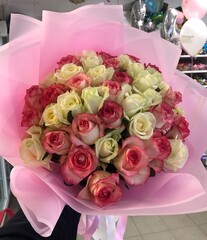 bouquets and compositions in boxes of fresh flowers