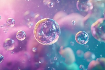 Vibrant liquid dynamics in surreal settings with reflective elements, blending colorful gases of pink, purple, blue, and green for captivating abstract backgrounds. Ideal for creative projects