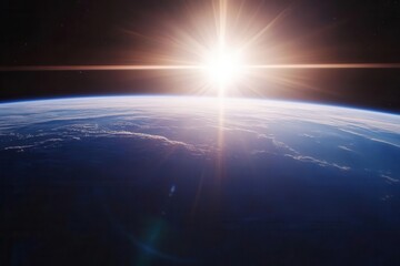 Obraz premium stunning twilight view over earth's horizon from space, capturing the delicate interplay of lights and shadows across the planet's surface