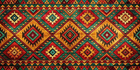 Vintage Aztec Geometric Tribal Wallpaper Pattern Vibrant Colors Stock Photo