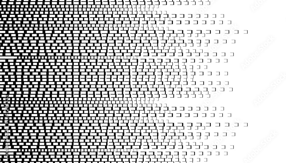 Aufkleber black and white abstract transition pattern with geometric shapes for modern background. fully edita