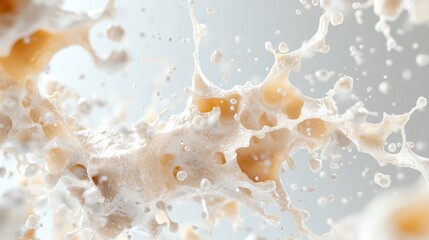 Creamy foam splash, beverage texture, close-up, white background, drink advertising