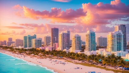 Miami Sunset Skyline.