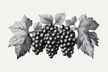 Obraz premium Vintage illustration of a grape vine cluster.