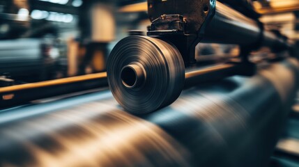 Fototapeta premium Industrial Machine Roller in Motion with Blurred Background