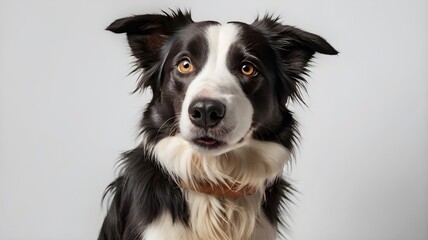 Fototapeta premium border collie curious and confusion white background 