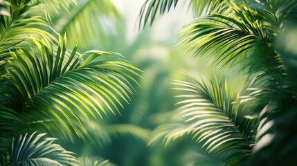 Fototapeta premium Exotic Tropical Palms with Lush Green Leaves on Clear Background